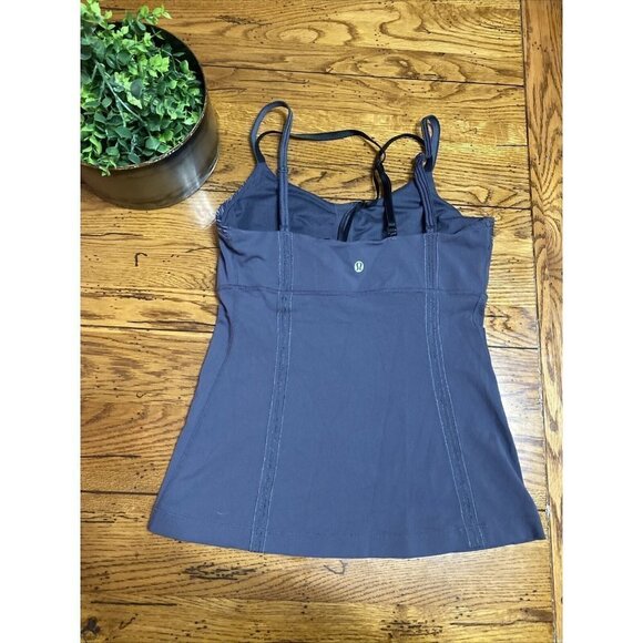 𝅺LULULEMON CENTERED POSE Tank Top Coal Gray Space Dye size  6 Yoga Dance Gym - Picture 4 of 6